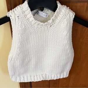 White Knit Sleeveless Sweater
